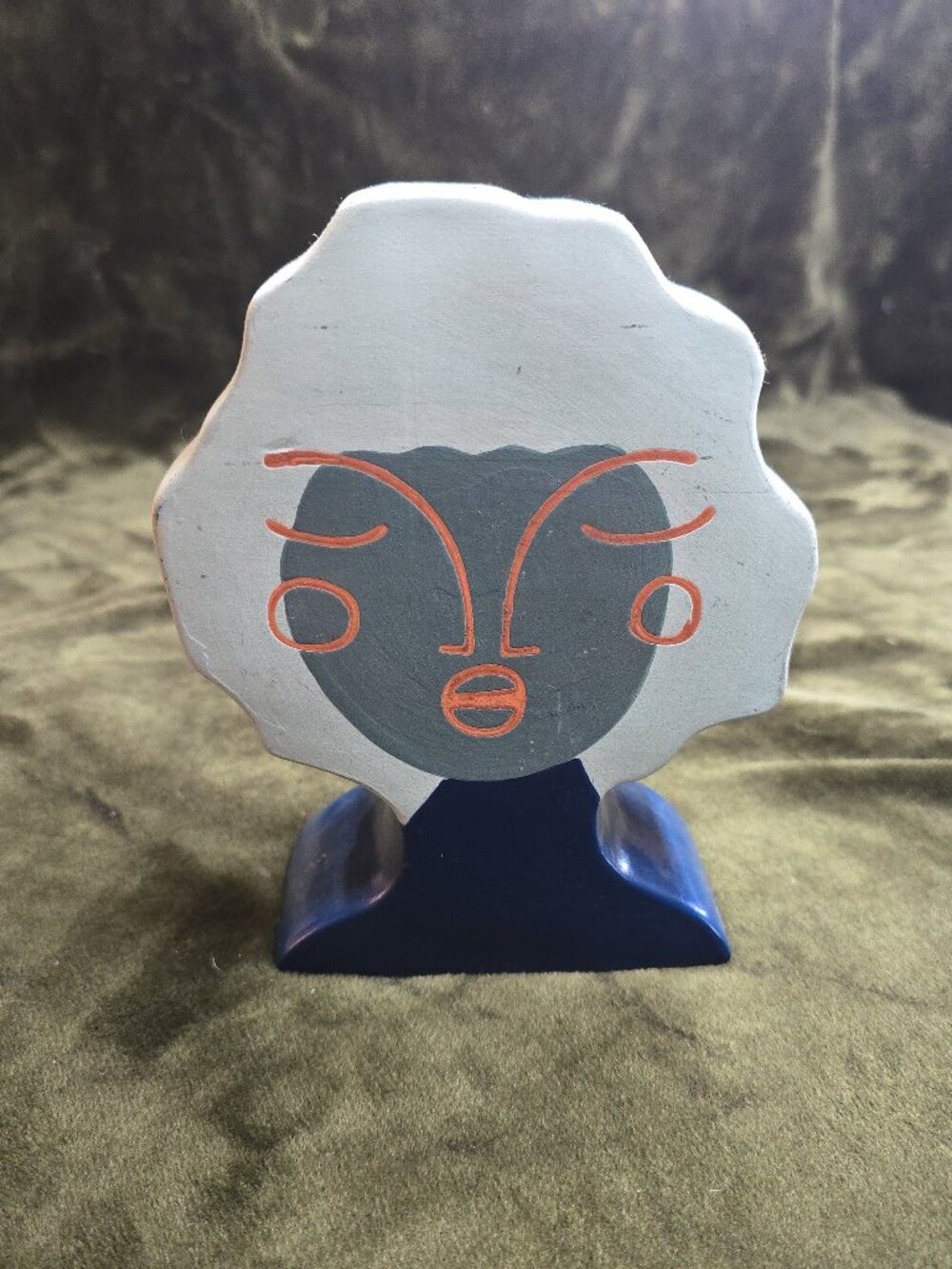 Hand Carved Kisii Soapstone Face Holder Kenya Abstract Folk Art Napkin Card